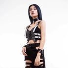 RNG Women's Grunge Contrast Color Buckle Vest White