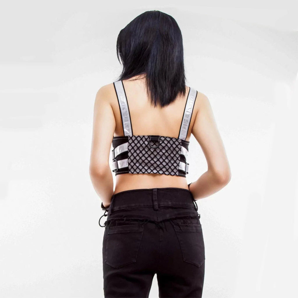 RNG Women's Grunge Contrast Color Buckle Vest White