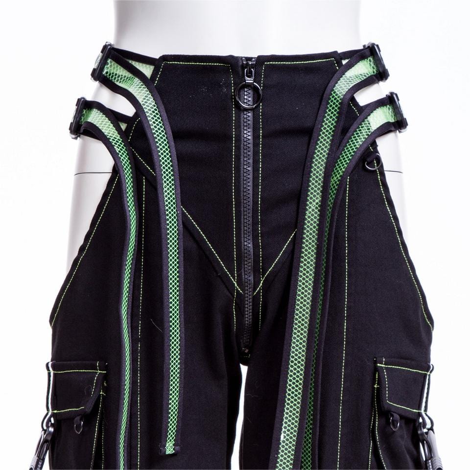 RNG Women's Grunge Cutout  Straps Pants Green