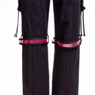 RNG Women's Grunge Cutout Straps Pants Red