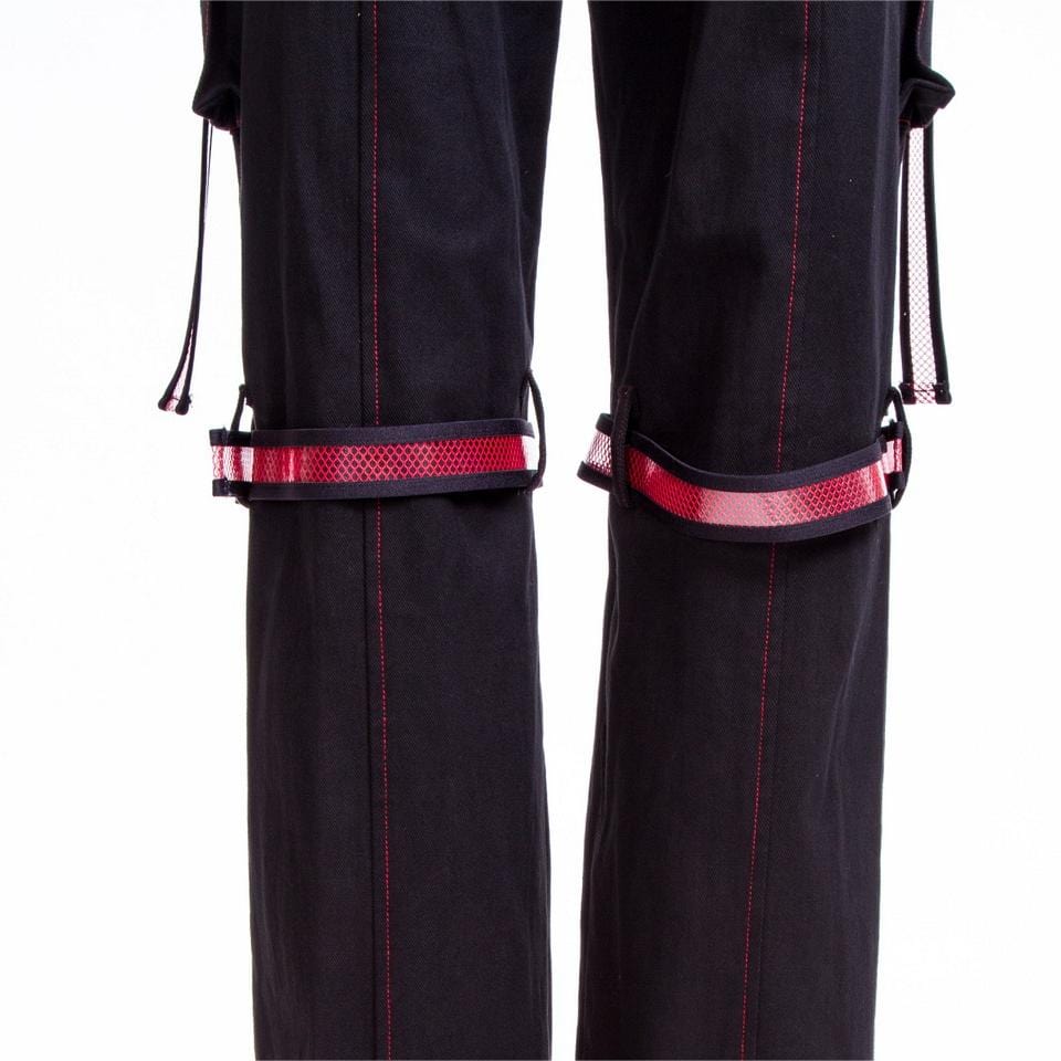 RNG Women's Grunge Cutout Straps Pants Red