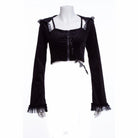 RNG Women's Grunge Lace Splice Jacket with Hood Black
