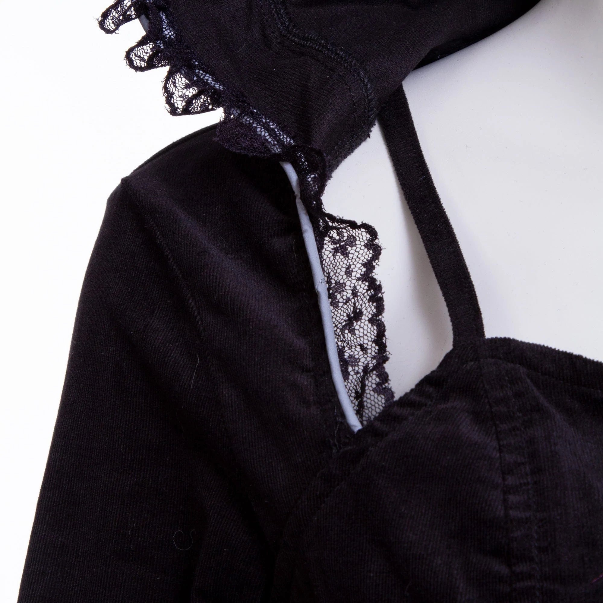 RNG Women's Grunge Lace Splice Jacket with Hood Black