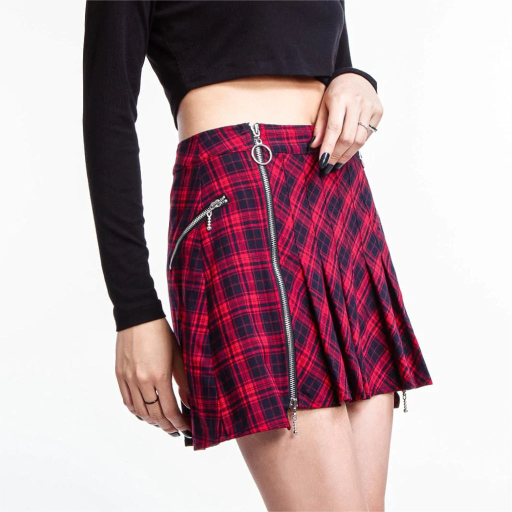 RNG Women's Grunge Plaid Pleated Skirt