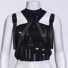 RNG Women's Grunge Ripped Straps Splice Bustier