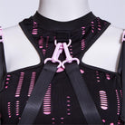 RNG Women's Grunge Ripped Straps Splice Bustier