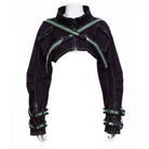 RNG Women's Grunge Stand Collar Straps Short Jacket Green