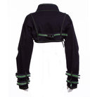 RNG Women's Grunge Stand Collar Straps Short Jacket Green