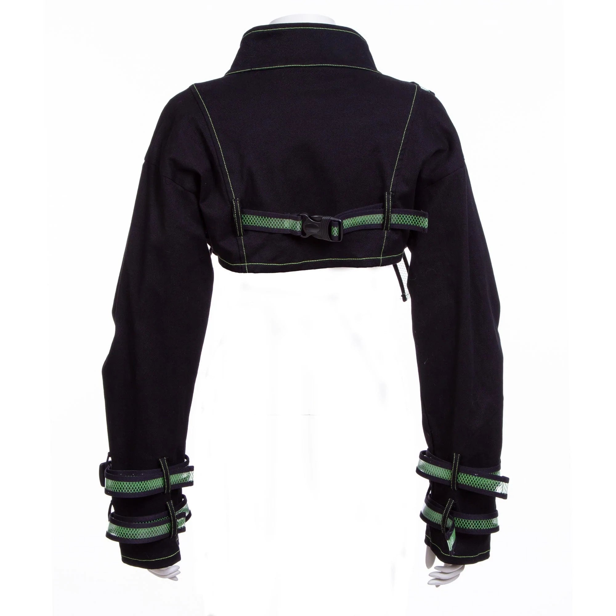 RNG Women's Grunge Stand Collar Straps Short Jacket Green