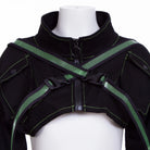 RNG Women's Grunge Stand Collar Straps Short Jacket Green