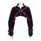 RNG Women's Grunge Stand Collar Straps Short Jacket Red