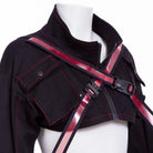 RNG Women's Grunge Stand Collar Straps Short Jacket Red