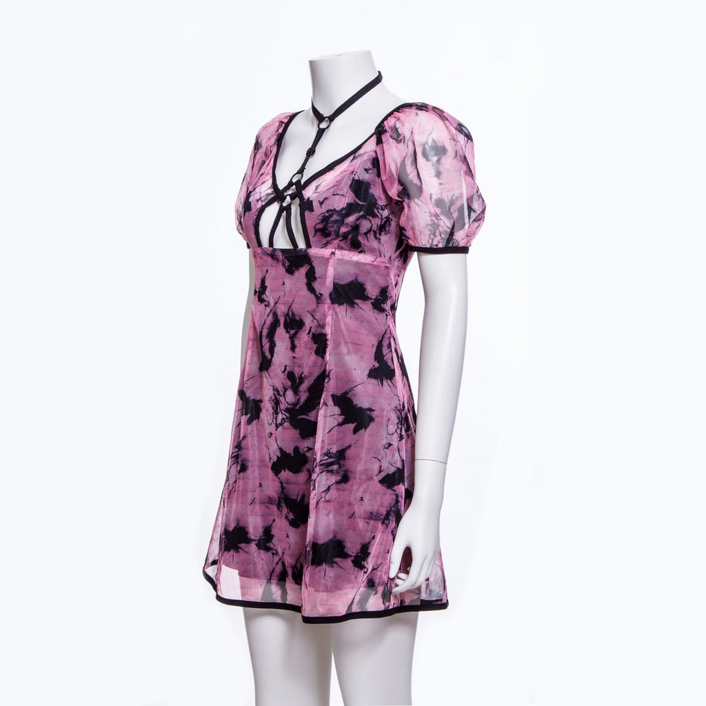 RNG Women's Grunge Tie-dyed Mesh Dress