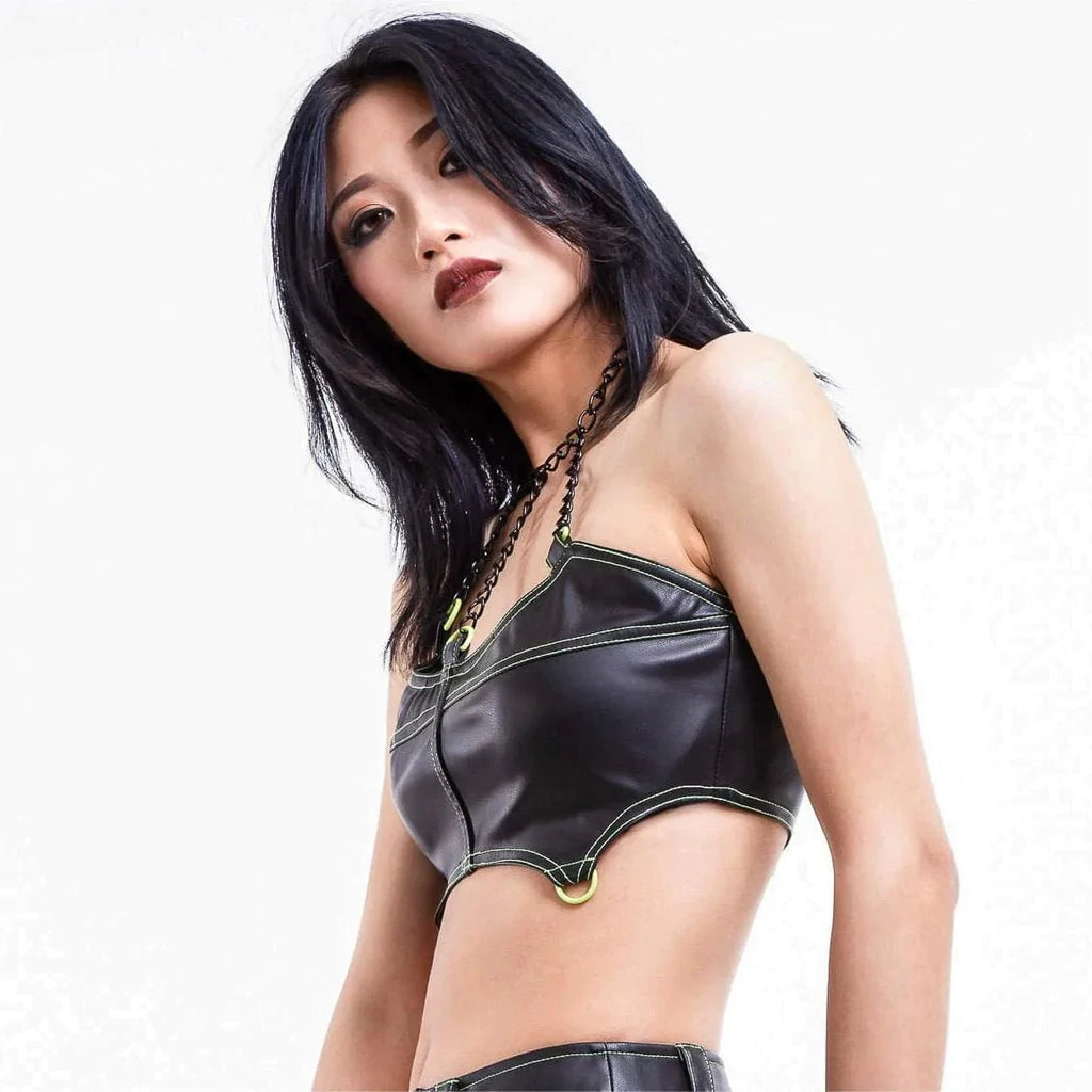RNG Women's Punk Chain Halterneck Bustier