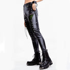 RNG Women's Punk Contrast Color Faux Leather Leggings