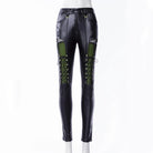 RNG Women's Punk Contrast Color Faux Leather Leggings