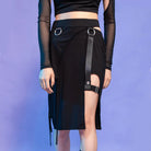RNG Women's Punk Cutout Irrregular Skirt