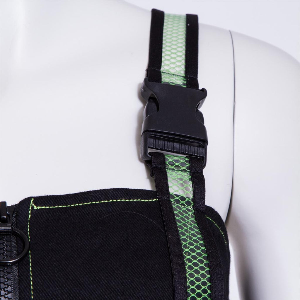 RNG Women's Punk Double Color Mesh Splice Vest Green