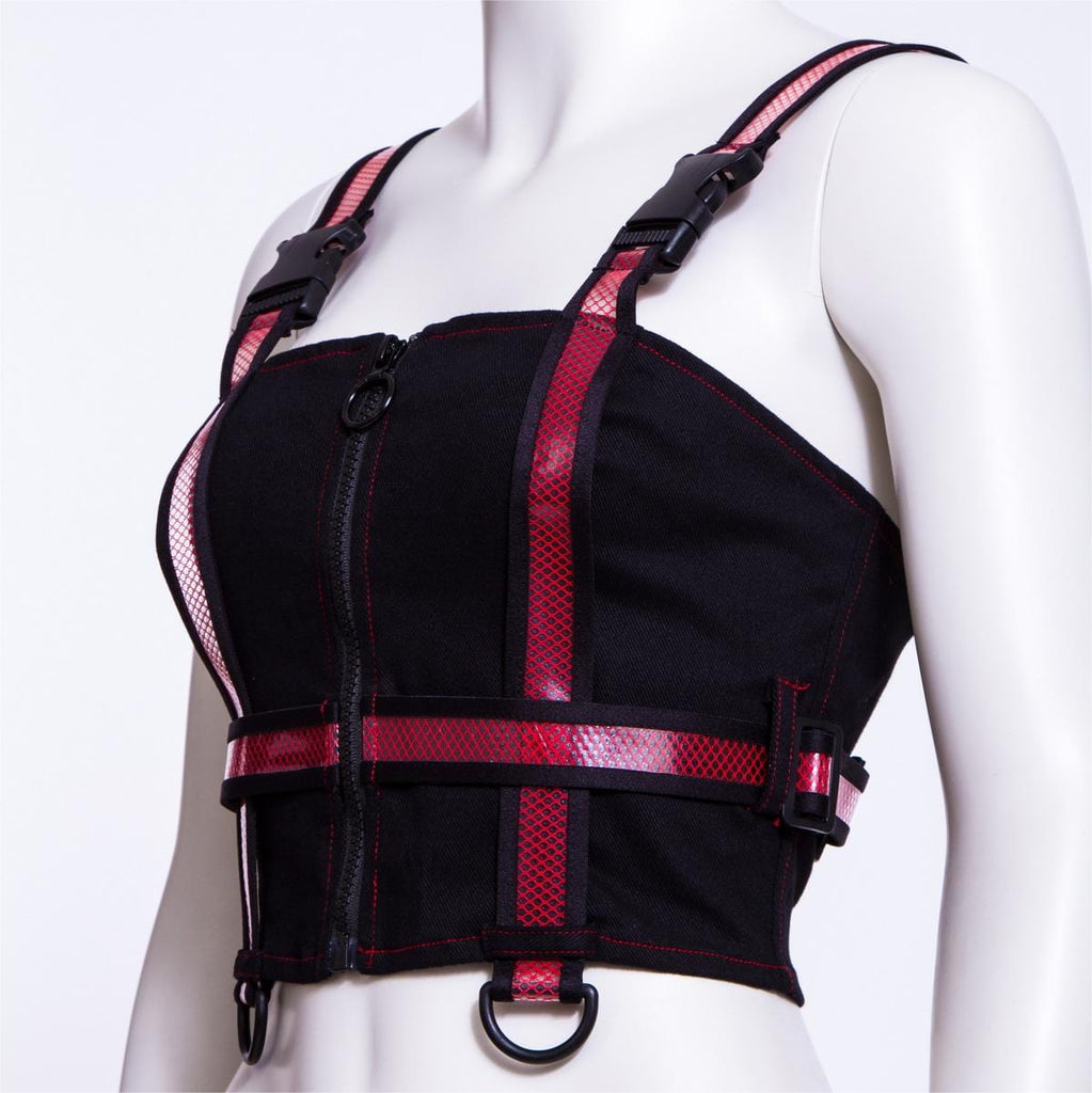 RNG Women's Punk Double Color Mesh Splice Vest Red