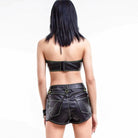 RNG Women's Punk Multi-Pocket Faux Leather Shorts