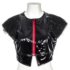RNG Women's Punk Ripped Patent Leather Crop Top