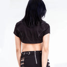 RNG Women's Punk Stand Collar Irregular Crop Top