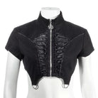 RNG Women's Punk Stand Collar Irregular Crop Top