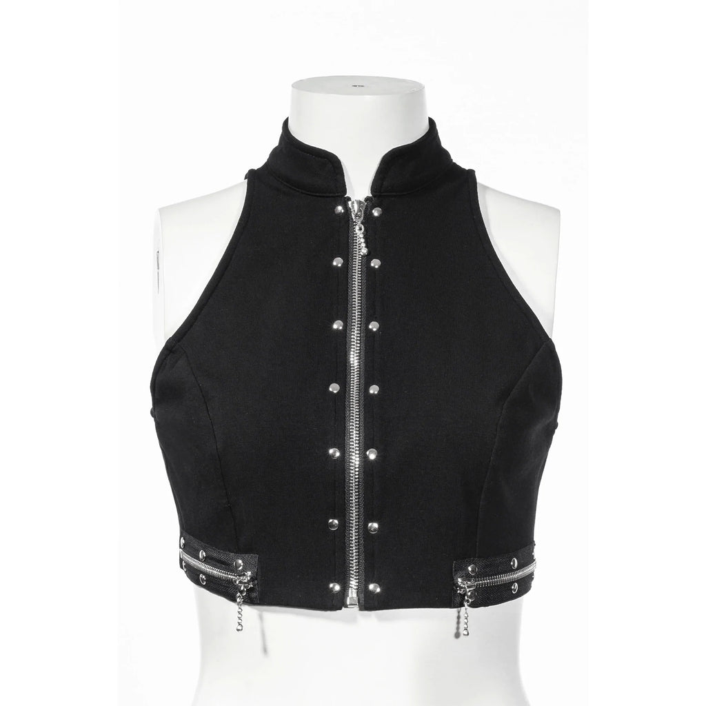 RNG Women's Punk Stand Collar Zipper Bustier