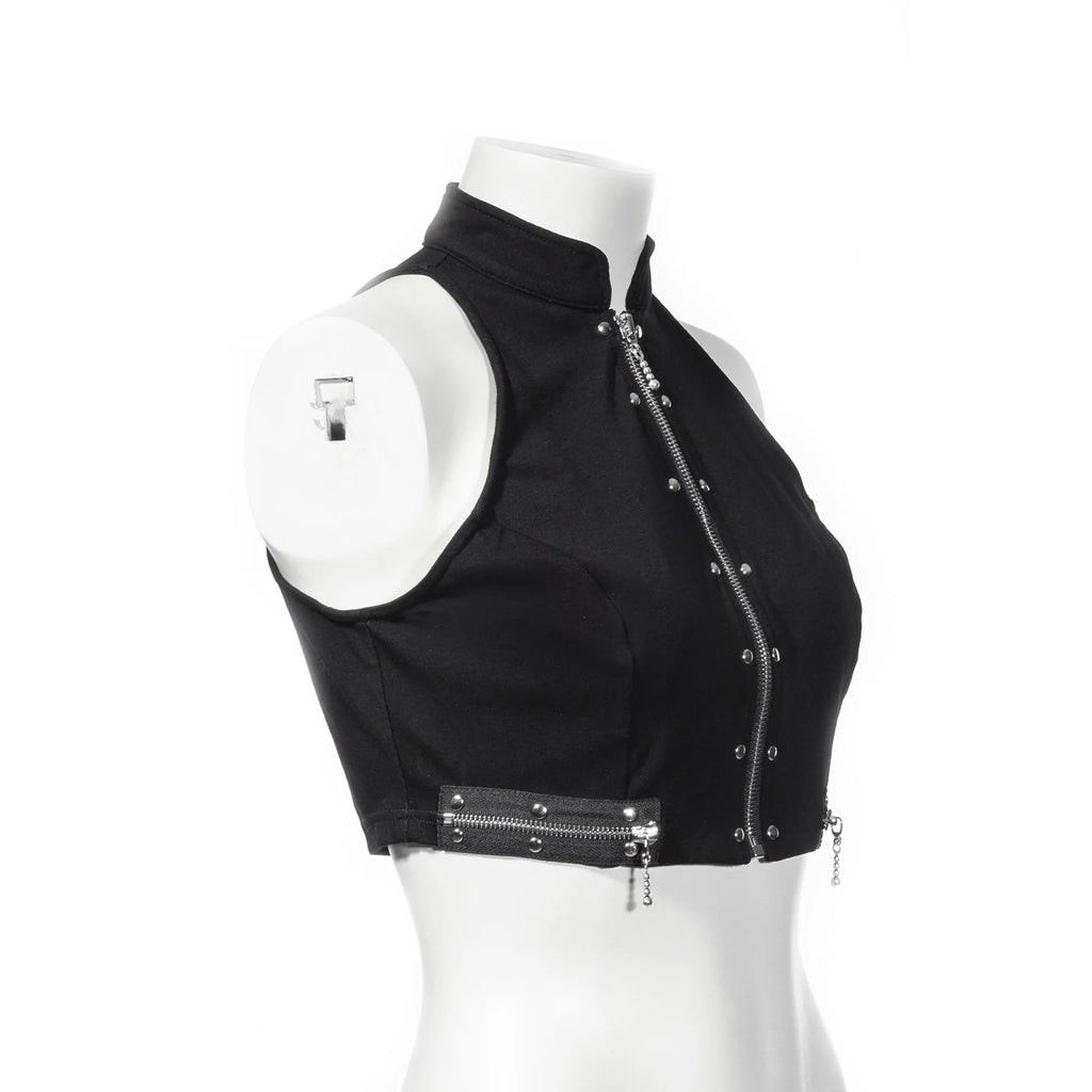 RNG Women's Punk Stand Collar Zipper Bustier