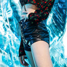 RNG Women's Punk Strappy Faux Leather Shorts