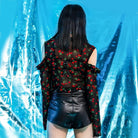 RNG Women's Punk Strappy Faux Leather Shorts