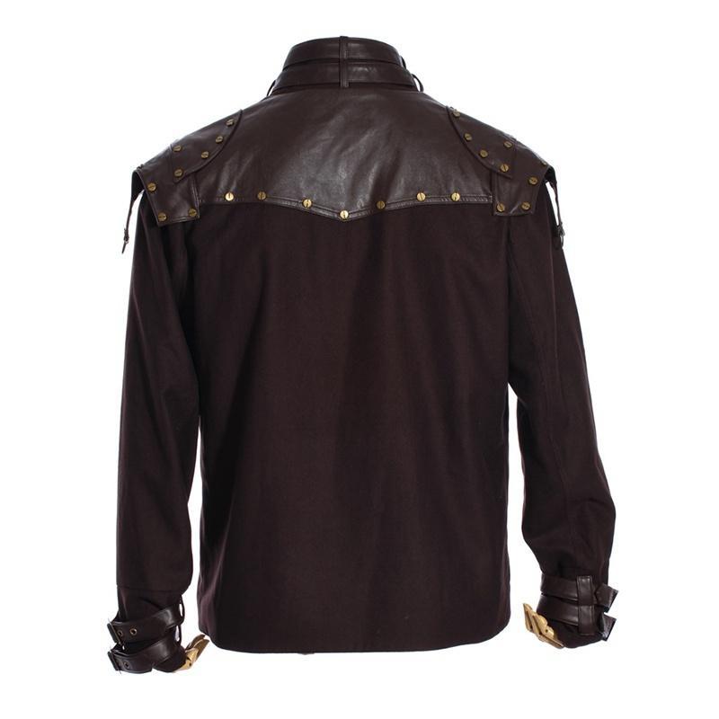 Men's Steampunk Faux Leather Epaulet Jacket