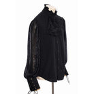 Men's Vintage Lace Sleeved Shirt With Detatchable Necktie