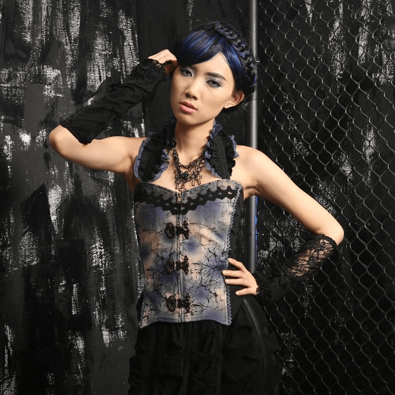 RQ-BL Steampunk Leather Corset  Top