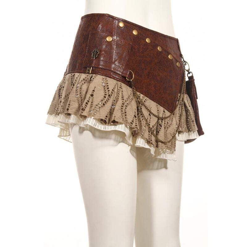 RQ-BL Steampunk short Wraparound Skirt With Pouch