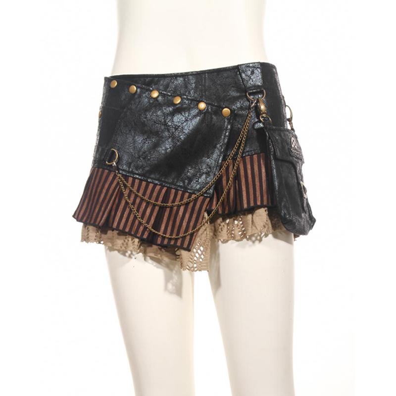 RQ-BL Steampunk short Wraparound Skirt With Pouch