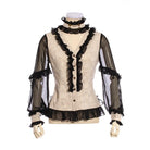 Women's Black & White Frilled Steampunk Shirt