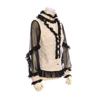 RQ-BL Women's Black & White Frilled Steampunk Shirt