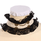 RQ-BL Women's Black & White Frilled Steampunk Shirt