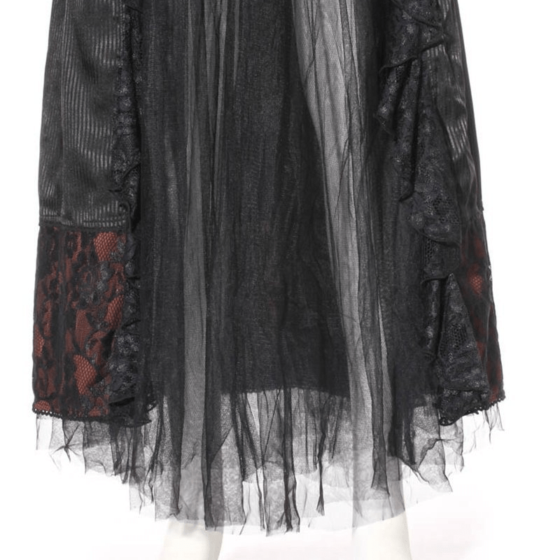 RQ-BL Women's Goth Multilayered Net Front Skirt