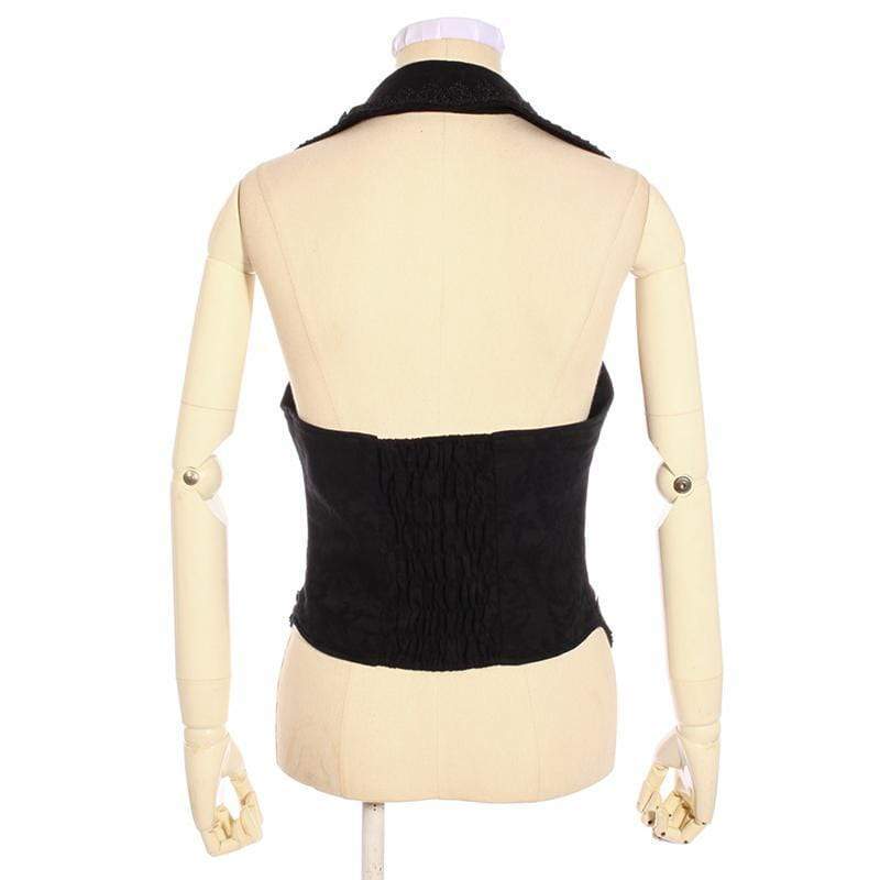 RQ-BL Women's Goth Vest With Lace Trimming