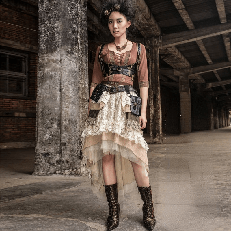 RQ-BL Women's Multilayered Mid Length Frilly Vintage Skirt