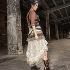 RQ-BL Women's Multilayered Mid Length Frilly Vintage Skirt
