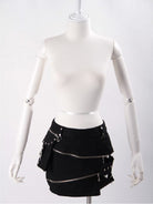 RQ-BL Women's Steampunk Cutout Big-pocket Zipper Skirt