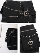 RQ-BL Women's Steampunk Cutout Big-pocket Zipper Skirt