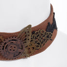 RQ-BL Women's Steampunk Gear Splice Floral Embroidered Choker