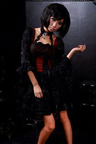 RQ-BL Women's Steampunk Irregular Lace Splice Halterneck Dress