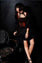 RQ-BL Women's Steampunk Irregular Lace Splice Halterneck Dress