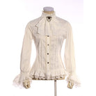 RQ-BL Women's Steampunk Lace Hem Ruffled Shirt with Neckwear