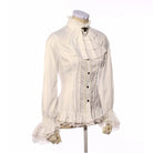 RQ-BL Women's Steampunk Lace Hem Ruffled Shirt with Neckwear